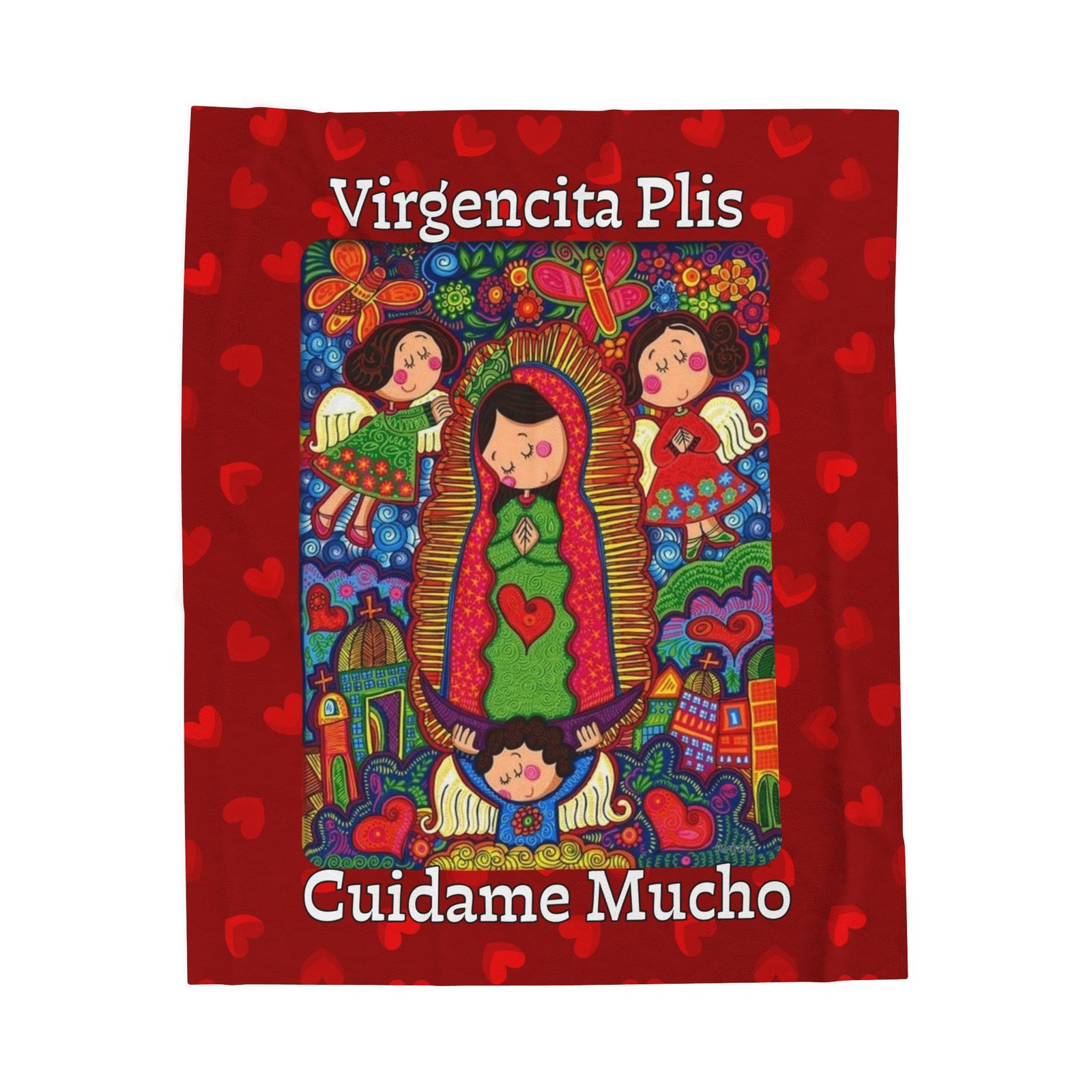 Virgencita (Guadalupe) Plis Cuidame Mucho Plush Fleece Throw Blanket