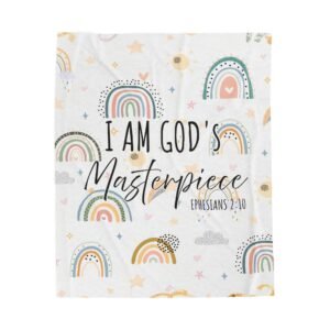 Boho Rainbows God's Masterpiece Ephesians 2:10 Girl Plush Fleece Throw Blanket