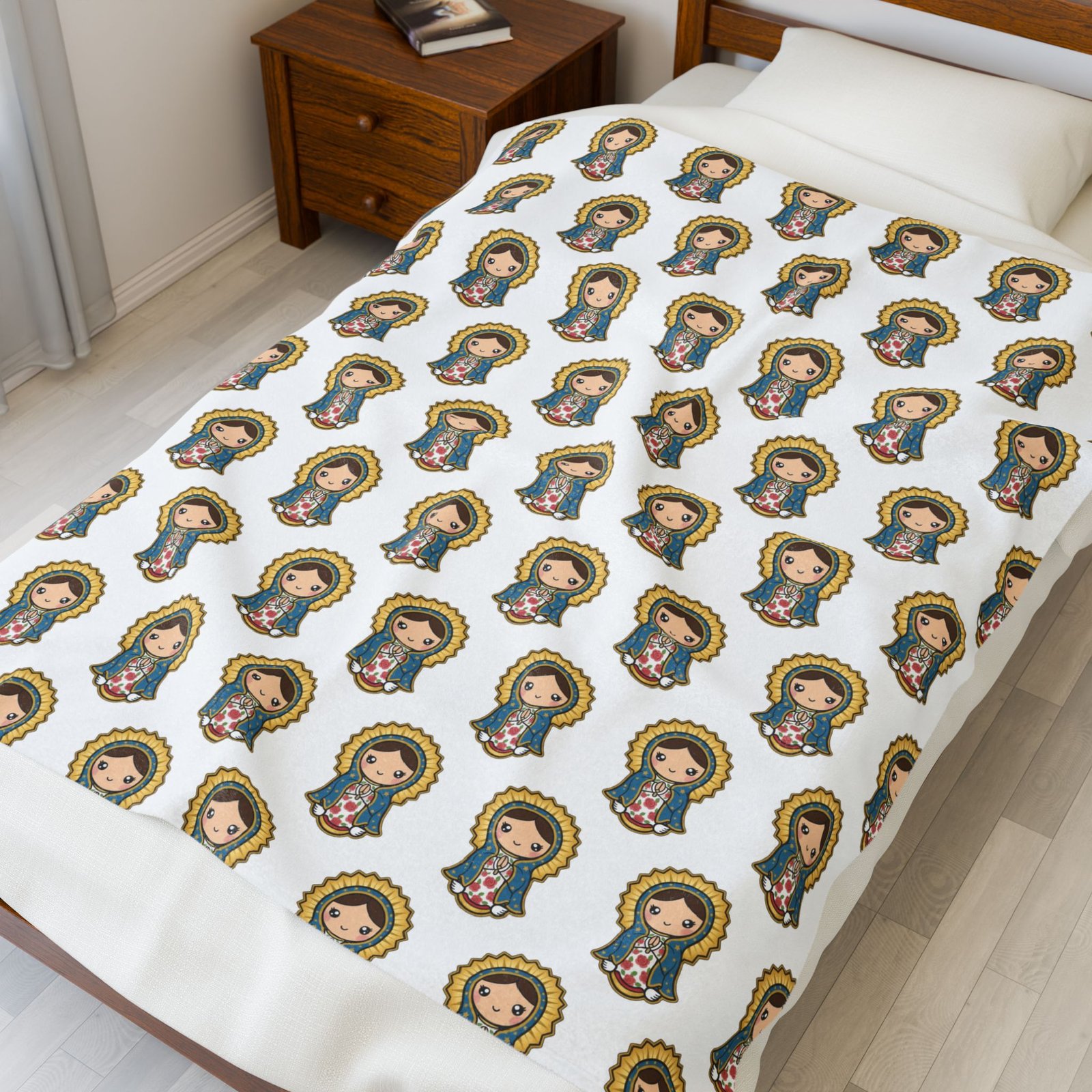 Virgencita de Guadalupe Girl Cartoon Pattern Plush Fleece Blanket - Image 2