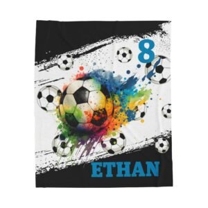Soccer Personalized Plush Fleece Throw Blanket