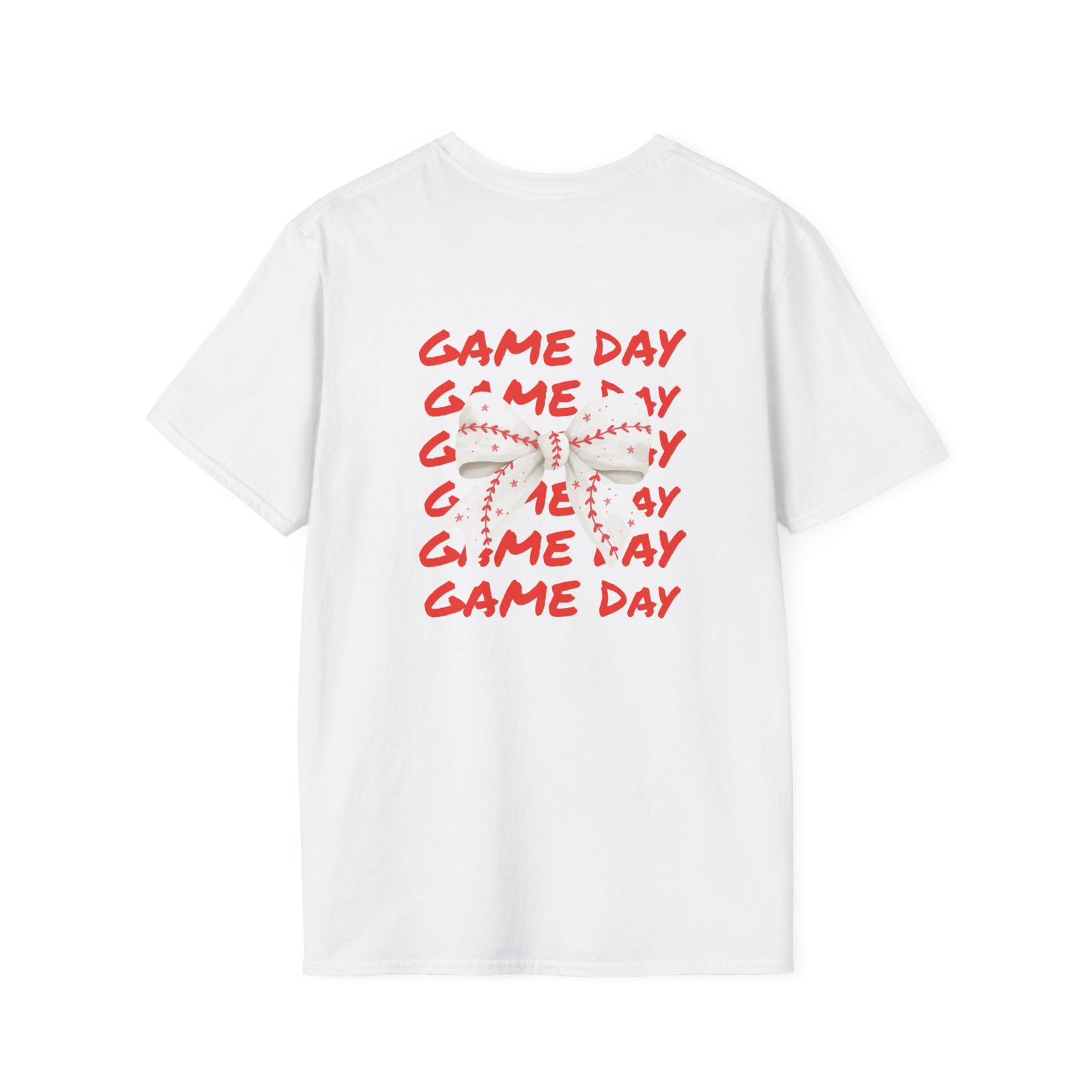 Custom Game Day Baseball Bow Personalized T-Shirt - Image 6