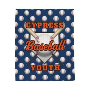 Team Baseball Pattern Homeplate & Bat - Personalized Plush Throw Blanket