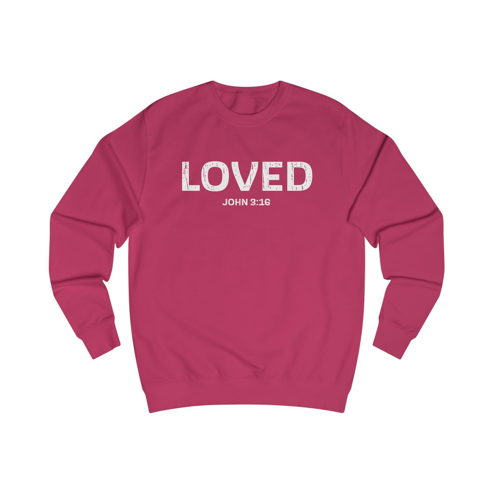 Loved (John 3:16) Distressed Font Crewneck Sweatshirt - Image 3