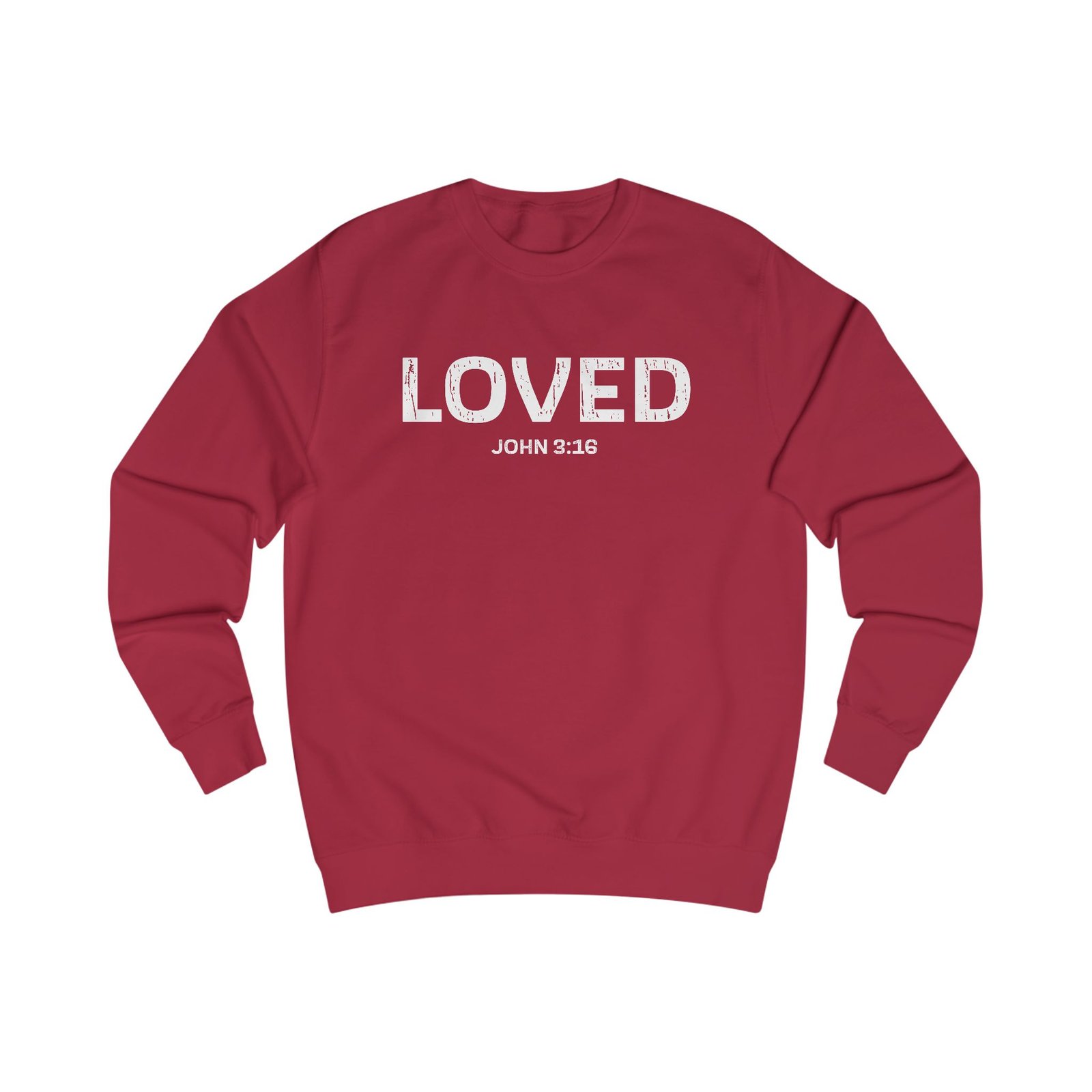 Loved (John 3:16) Distressed Font Crewneck Sweatshirt