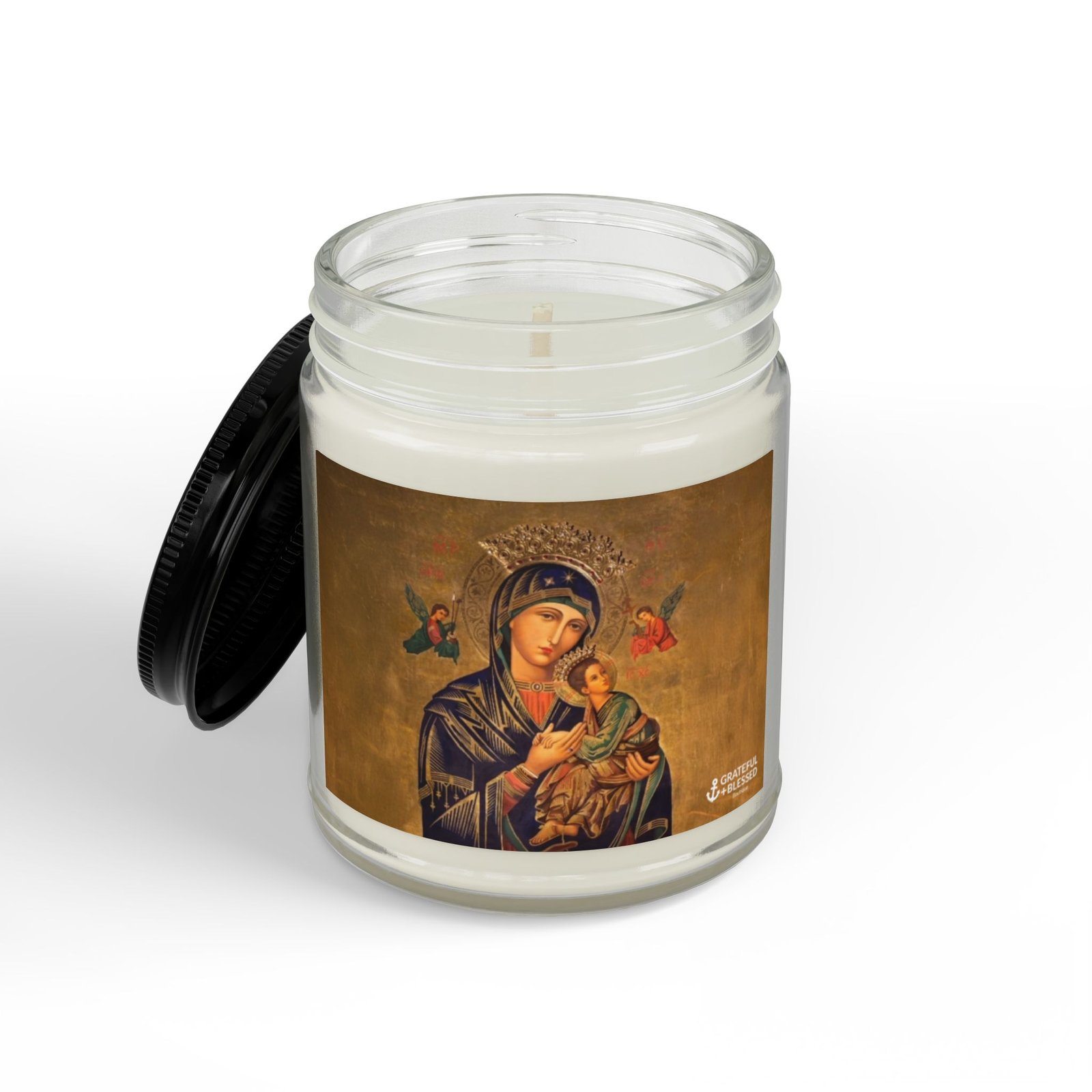 Our Lady of Perpetual Help Virgin Mary Scented Soy Prayer Candle - Image 4