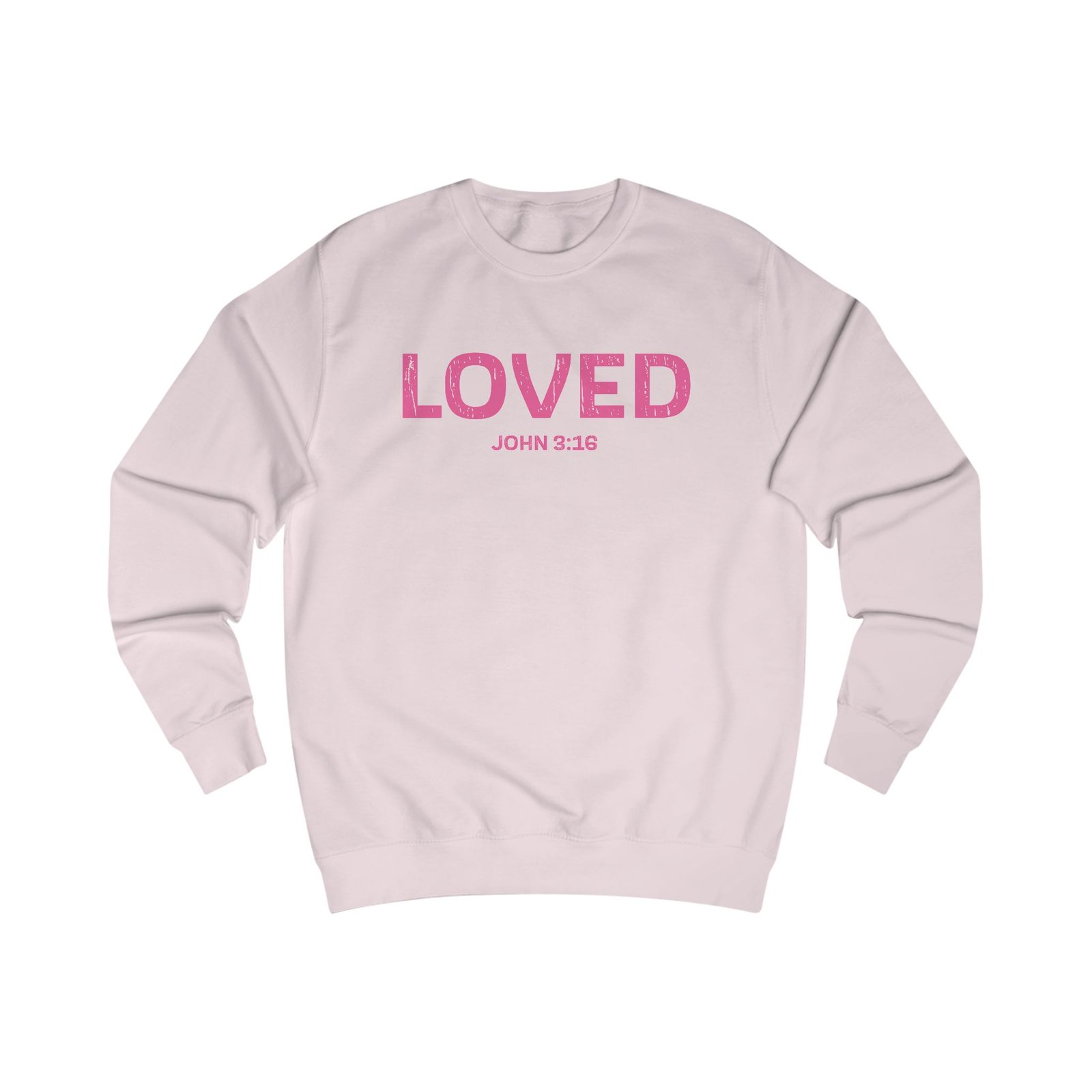 Loved (John 3:16) Distressed Font Crewneck Sweatshirt - Image 2