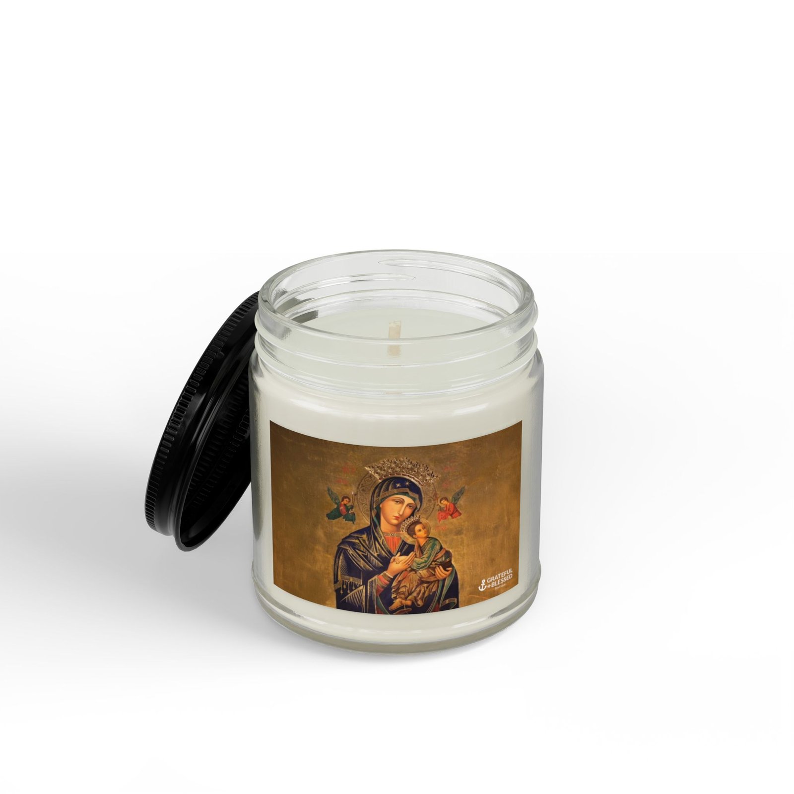 Our Lady of Perpetual Help Virgin Mary Scented Soy Prayer Candle - Image 2