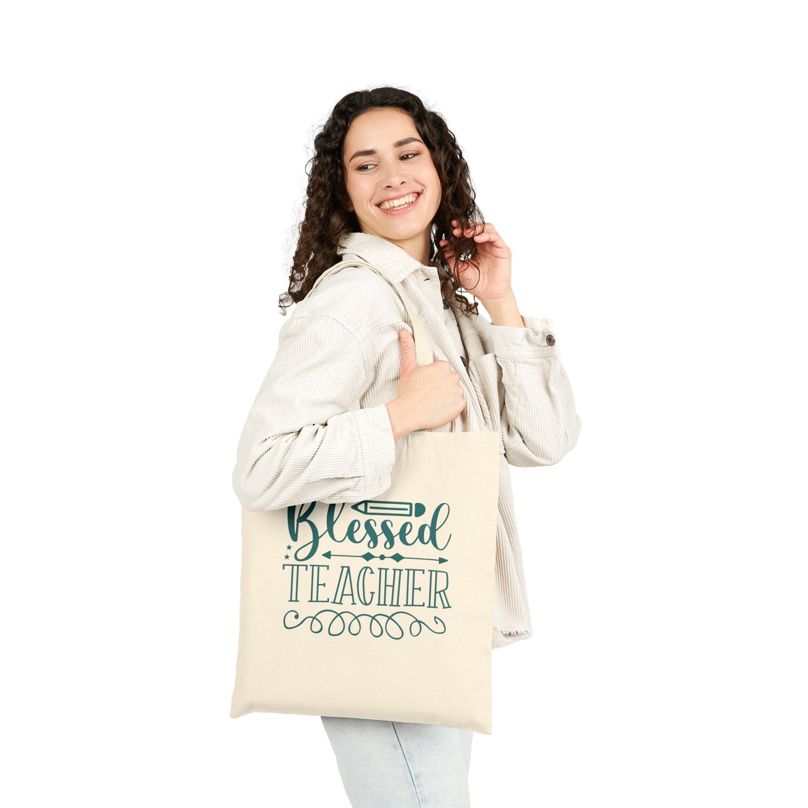 Blessed Teacher Cotton Canvas Tote Bag - Image 2