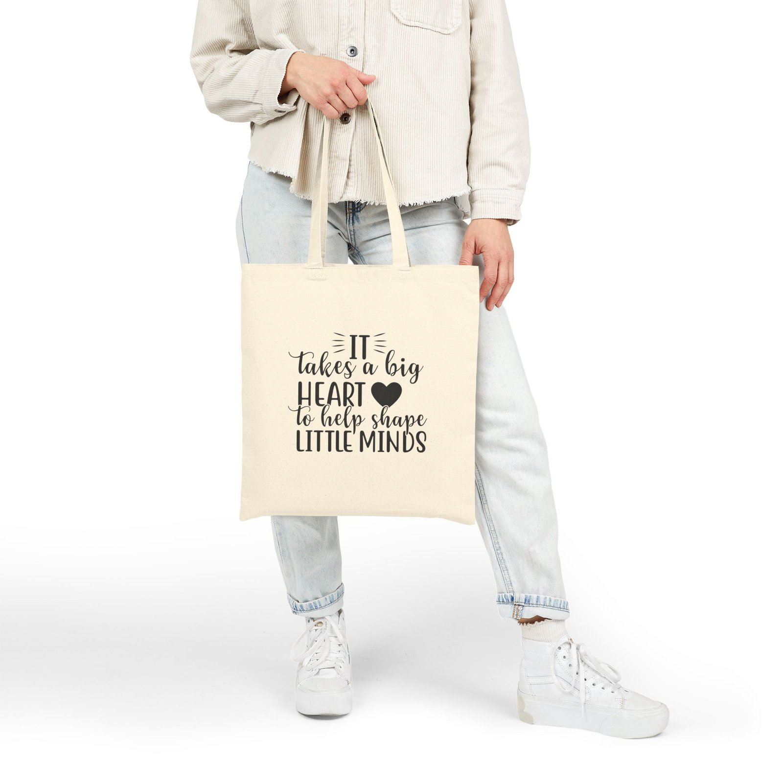 It Takes a Big Heart to Shape Little Minds Canvas Tote Bag - Image 6