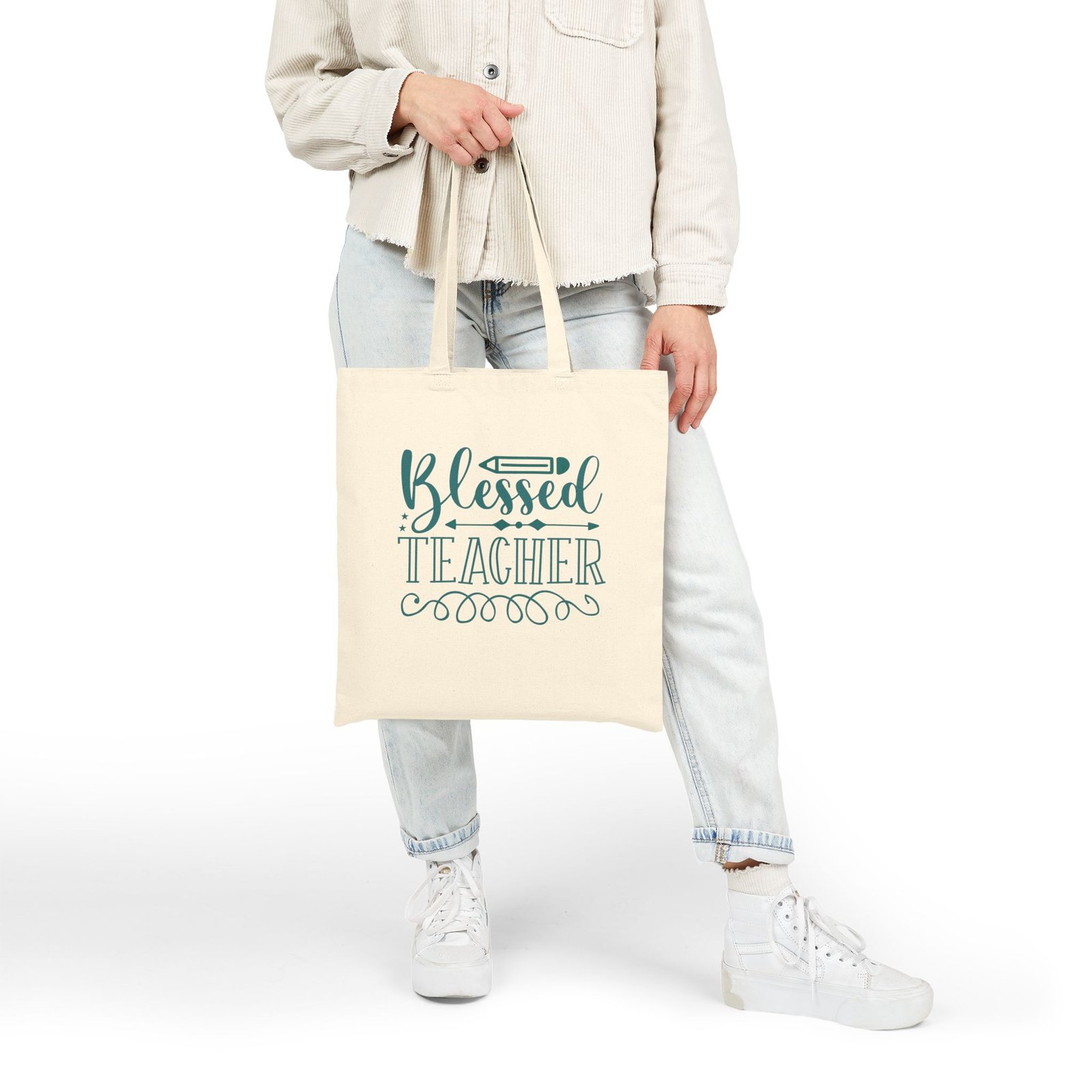 Blessed Teacher Cotton Canvas Tote Bag - Image 3