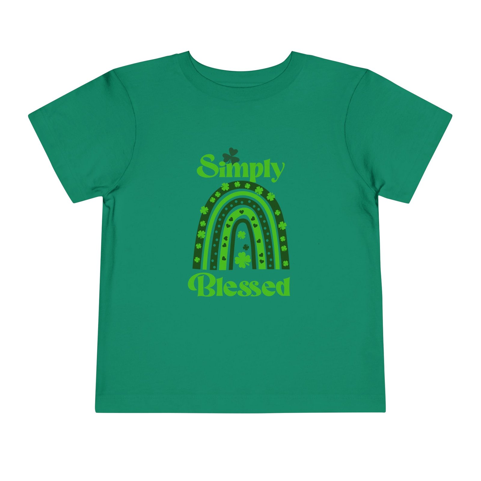 Simply Blessed Boho Green Rainbow Shamrock Clover St Patrick Toddler T-Shirt - Image 4