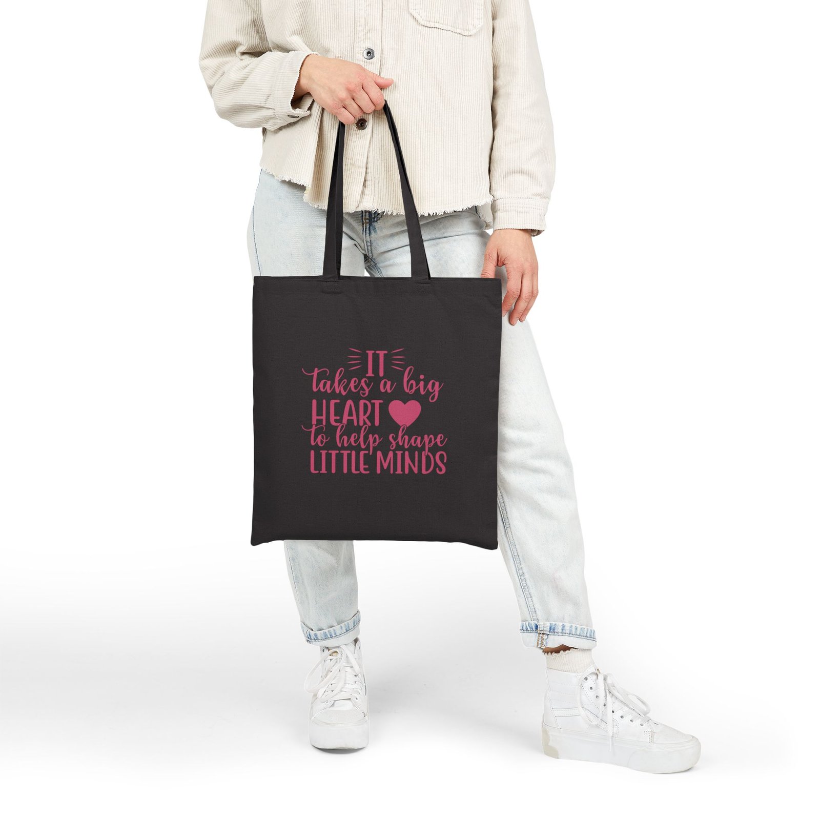 It Takes a Big Heart to Shape Little Minds Canvas Tote Bag - Image 3