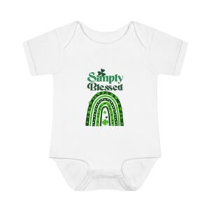 Simply Blessed Boho Rainbow Shamrock Clover St Patrick Infant Onesie