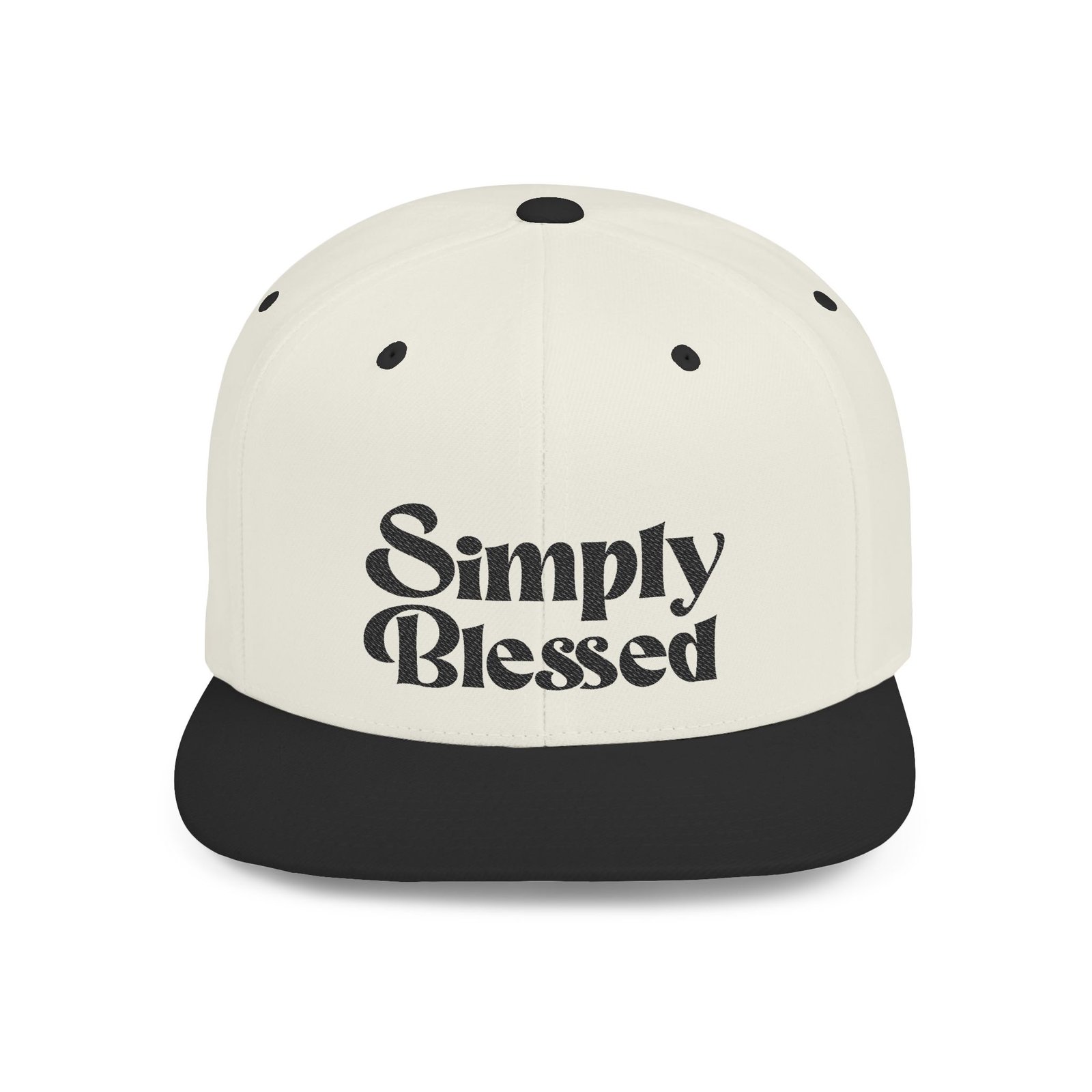 Simply Blessed Flat Bill Snapback Cap - Embroidery