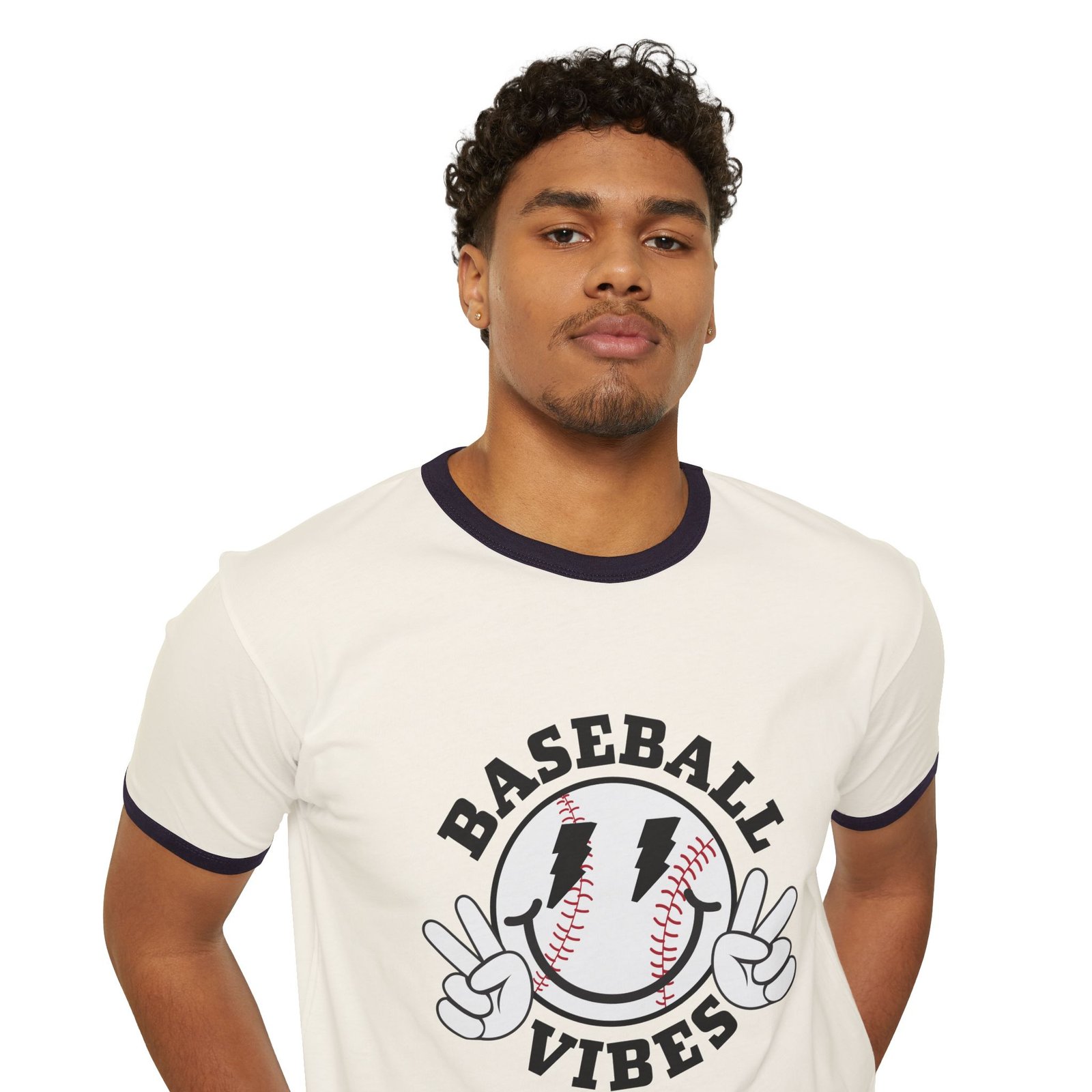Baseball Vibes Cotton Ringer T-Shirt - Image 3