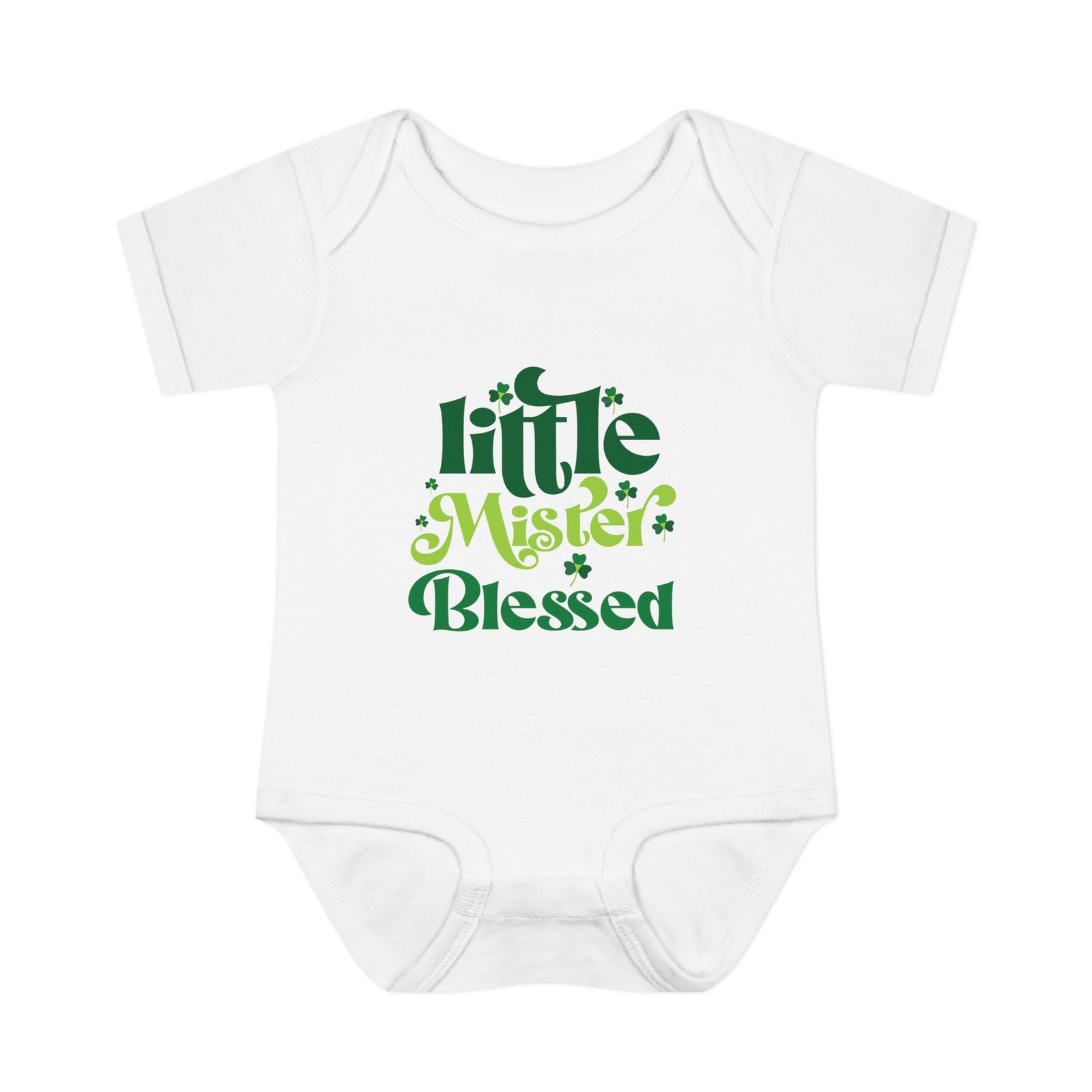 Little Mr Blessed Shamrock Clover St Patrick Infant Onesie - Image 4