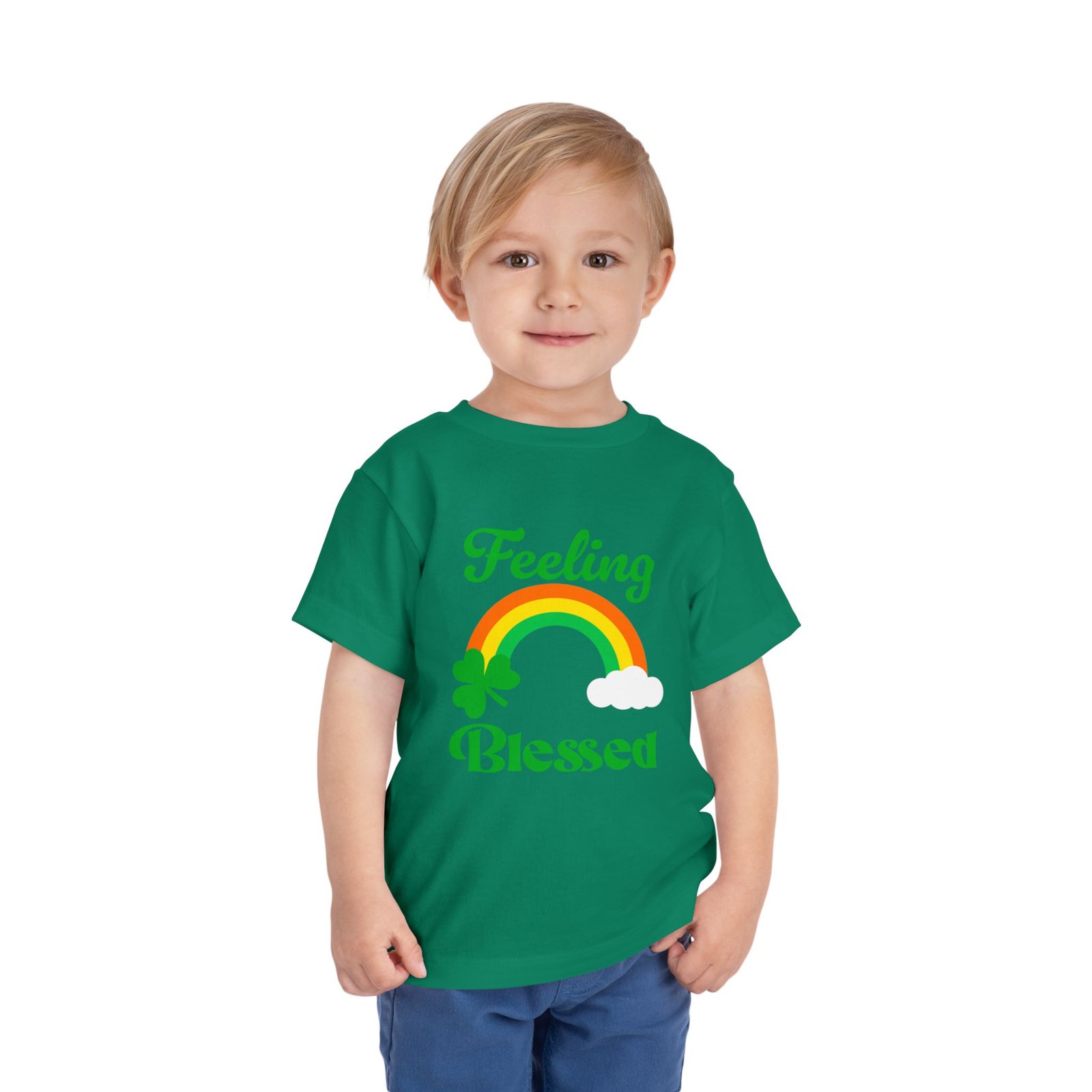 Feeling Blessed Shamrock Clover Rainbow St Patrick Toddler T-Shirt - Image 2