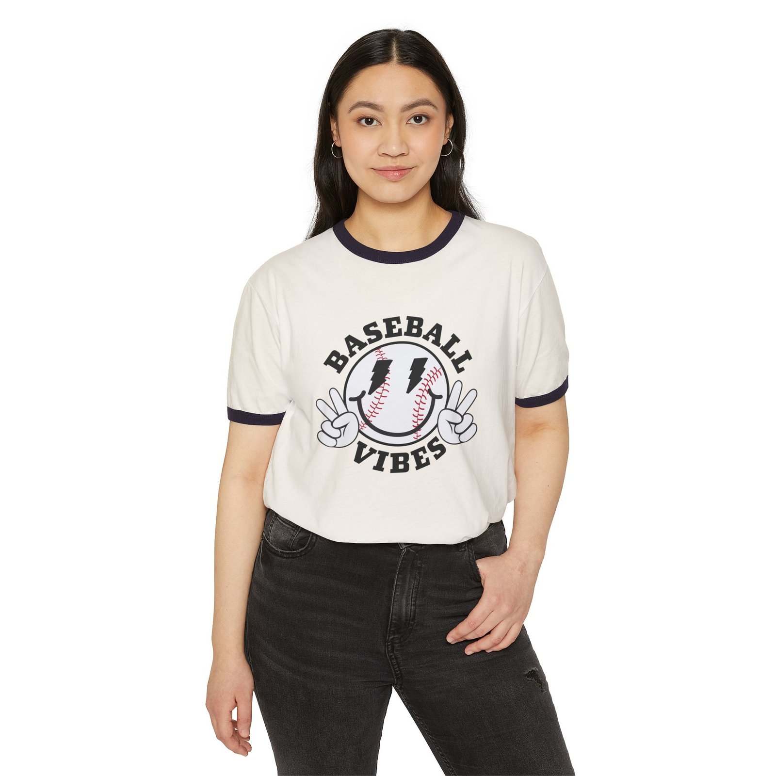 Baseball Vibes Cotton Ringer T-Shirt - Image 2
