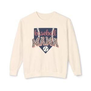 Baseball Mama Leopard Collegiate Font Comfort Colors Lightweight Crewneck Sweatshirt