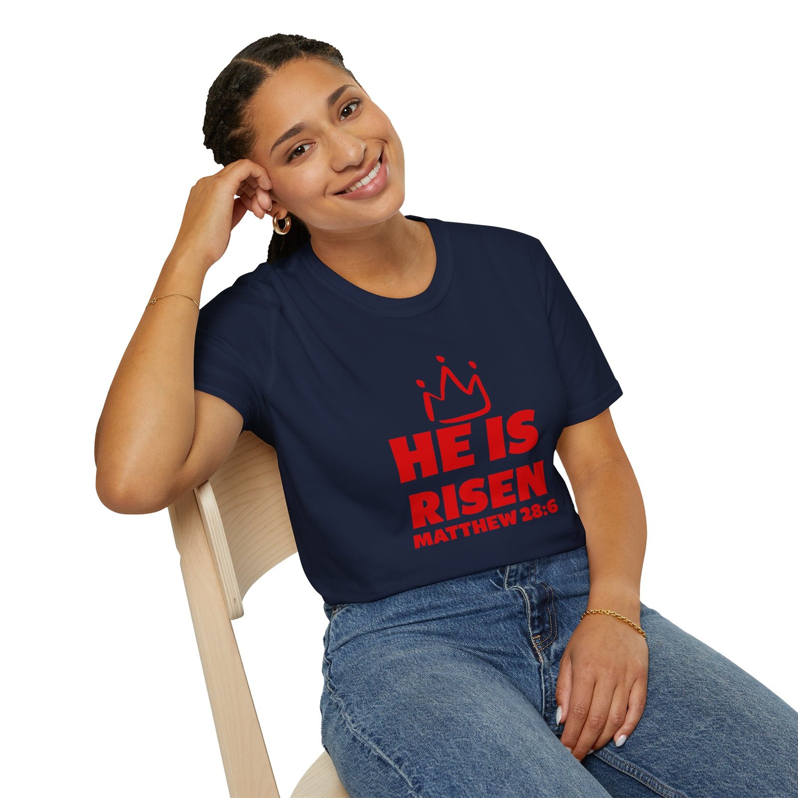 He is Risen Matthew 28:6 Crown Easter T-Shirt - Image 3