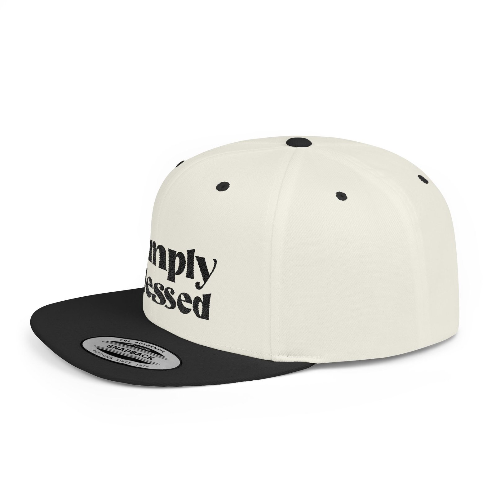 Simply Blessed Flat Bill Snapback Cap - Embroidery - Image 3