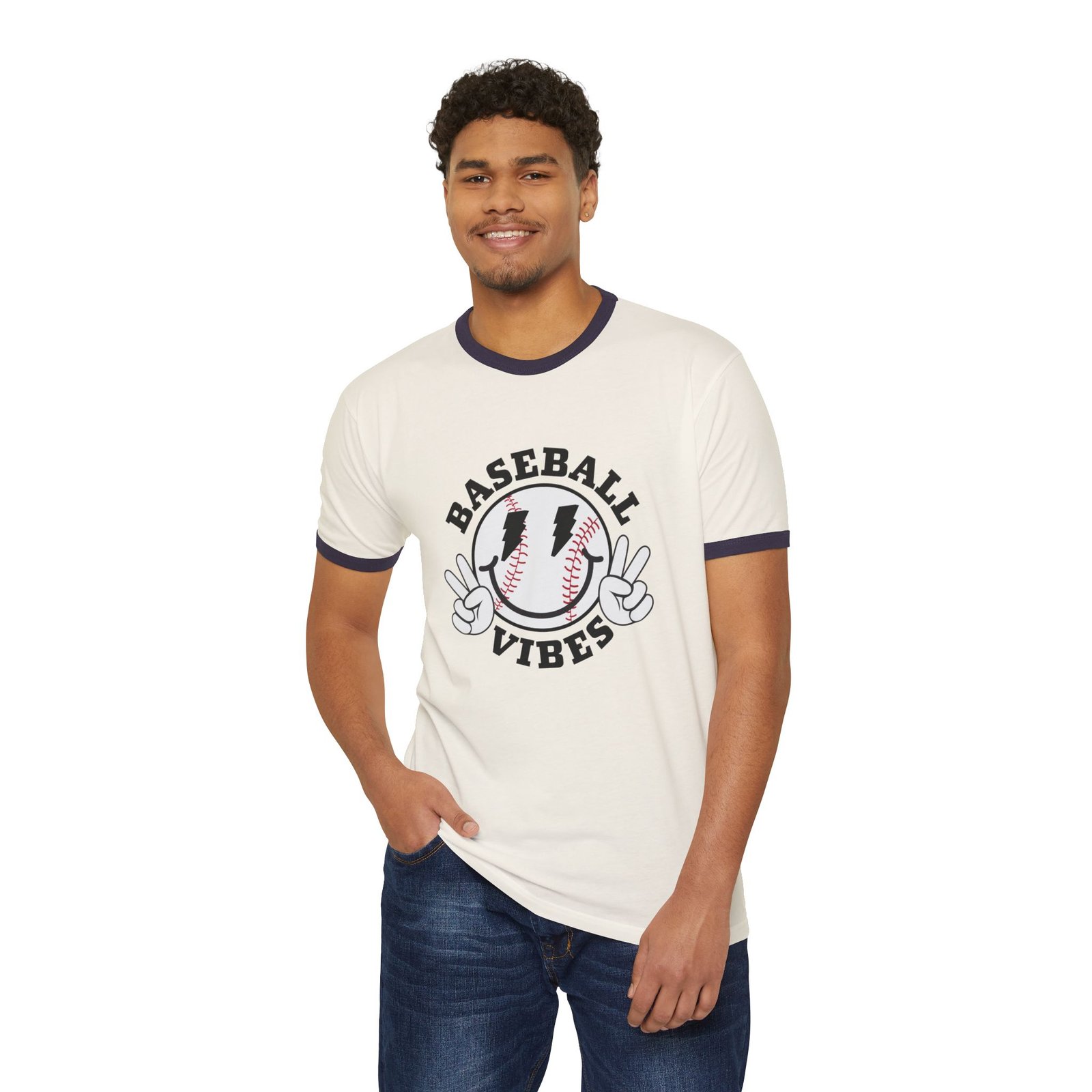Baseball Vibes Cotton Ringer T-Shirt - Image 5