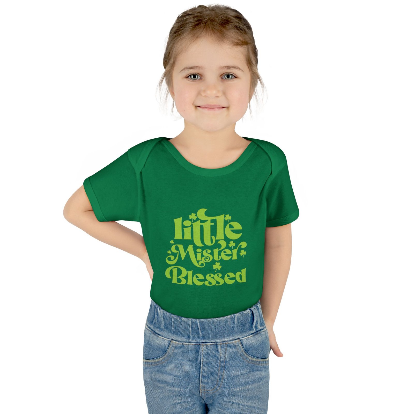 Little Mr Blessed Shamrock Clover St Patrick Infant Onesie - Image 3