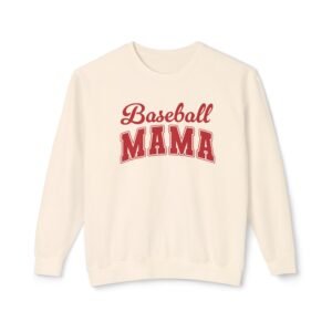 Baseball Mama Collegiate Font Comfort Colors Lightweight Crewneck Sweatshirt