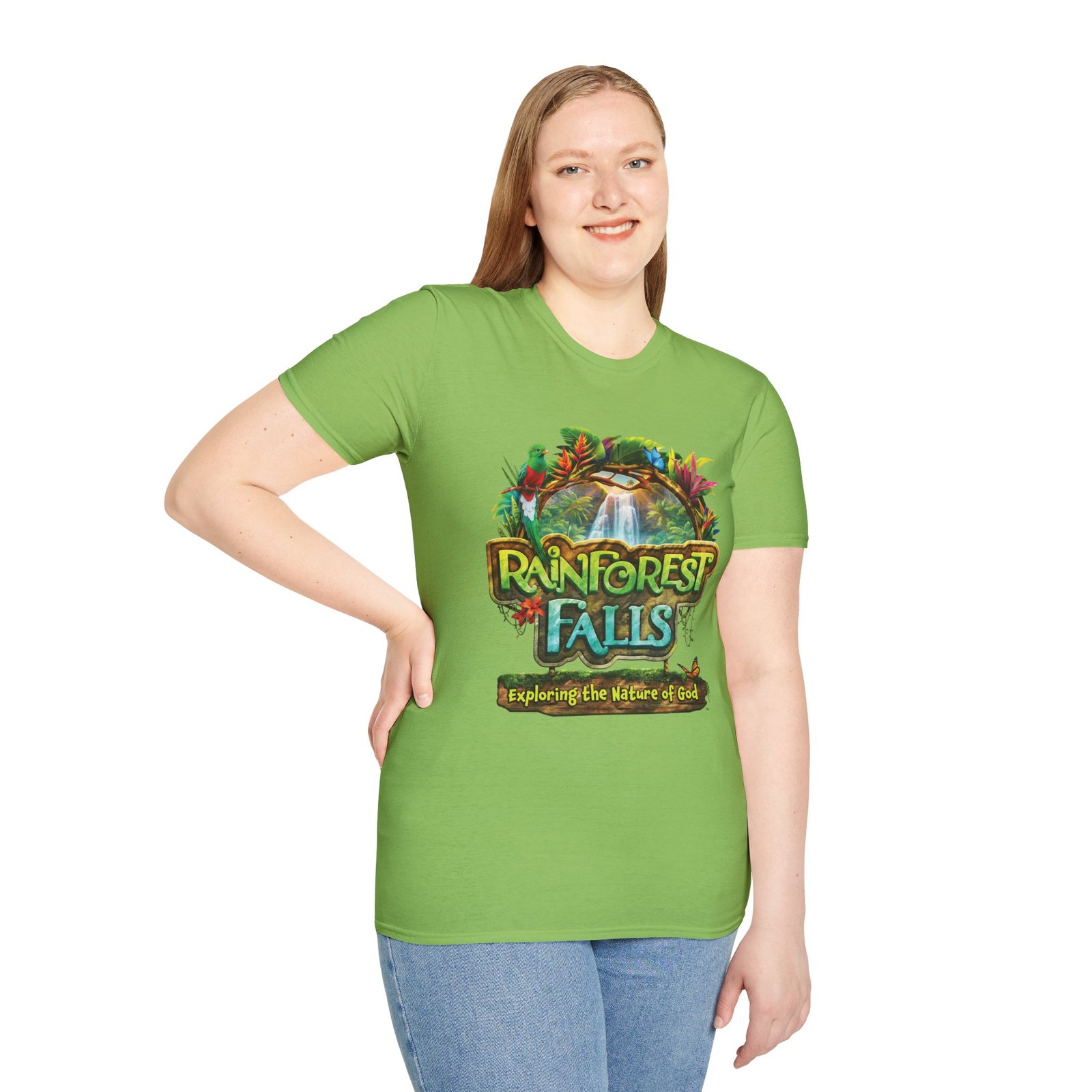 Rainforest Falls Vacation Bible School VBS Bible Camp Adult T-Shirt - Image 6