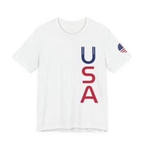 USA Vertical and Left Sleeve Round Flag T-Shirt