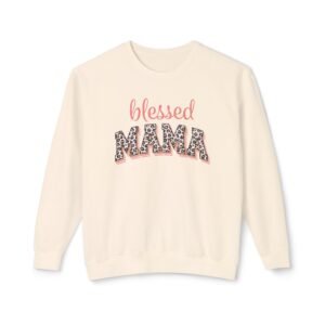 Blessed Mama Leopard Collegiate Lightweight Crewneck Sweatshirt