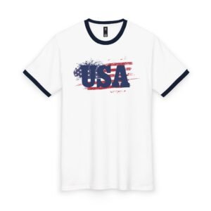 USA Distressed Flag Ringer T-Shirt