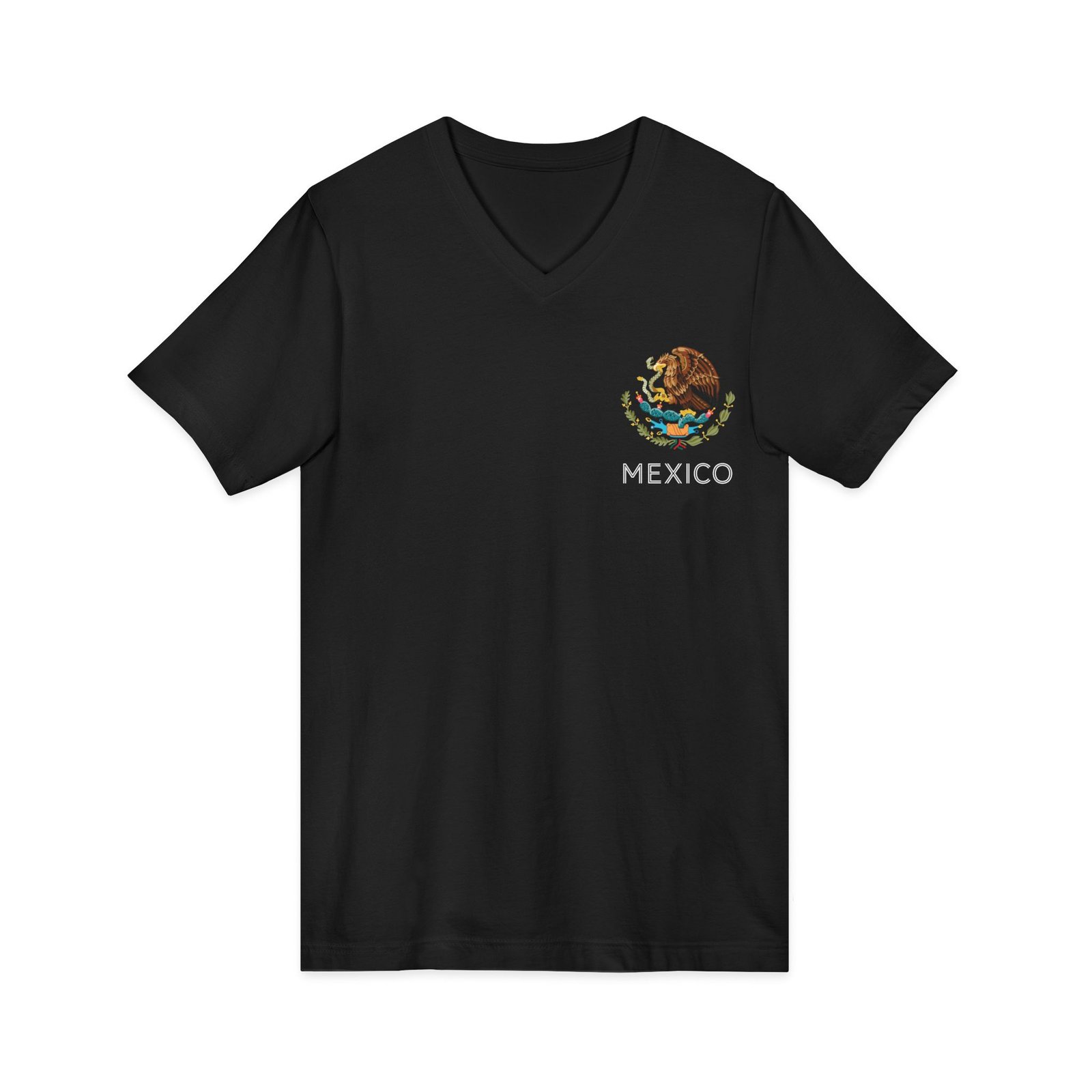 Mexico Coat of Arms Eagle V-Neck BellaCanvas Tee - Image 3