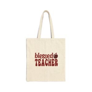 Blessed Teacher Apple Cotton Canvas Tote Bag