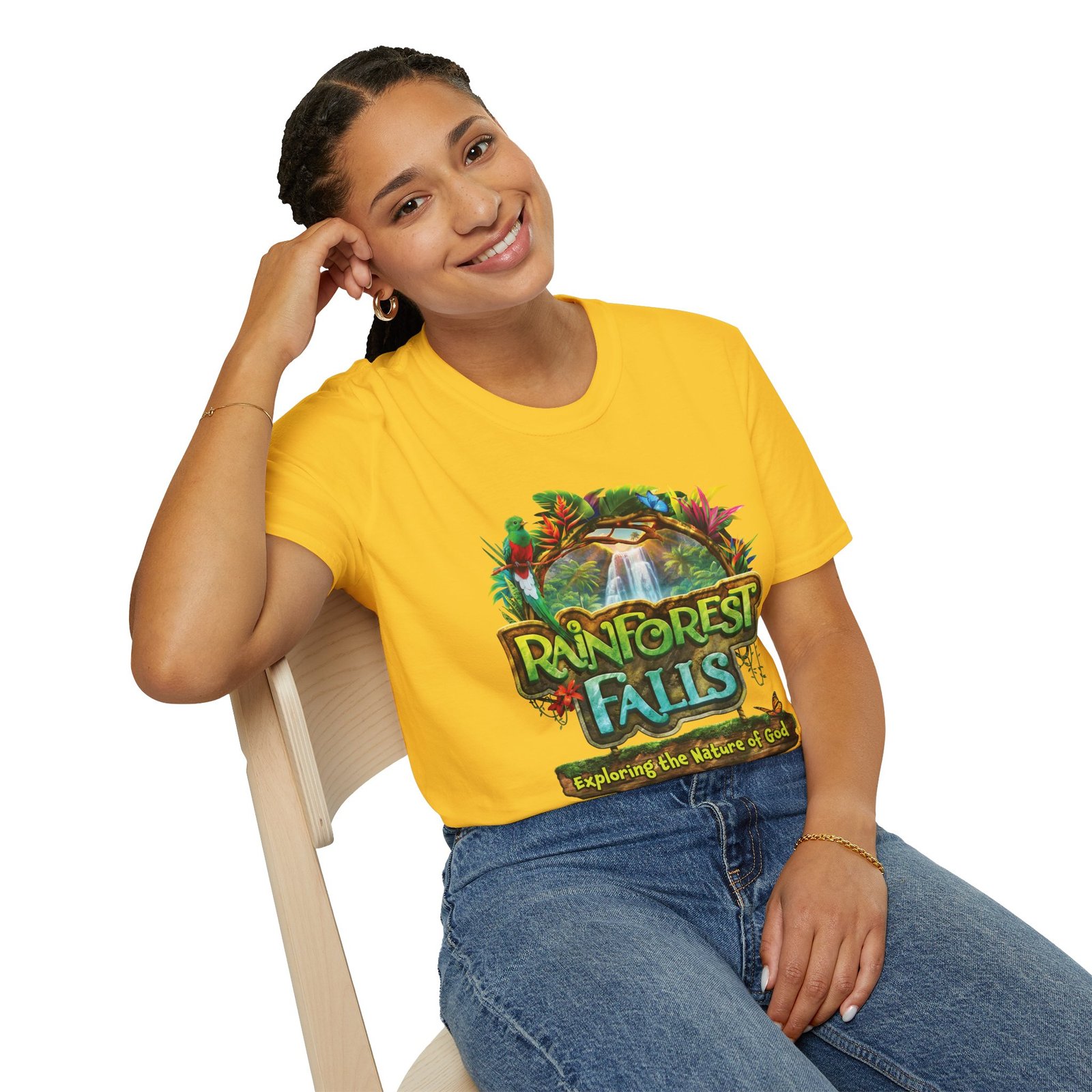 Rainforest Falls Vacation Bible School VBS Bible Camp Adult T-Shirt - Image 3
