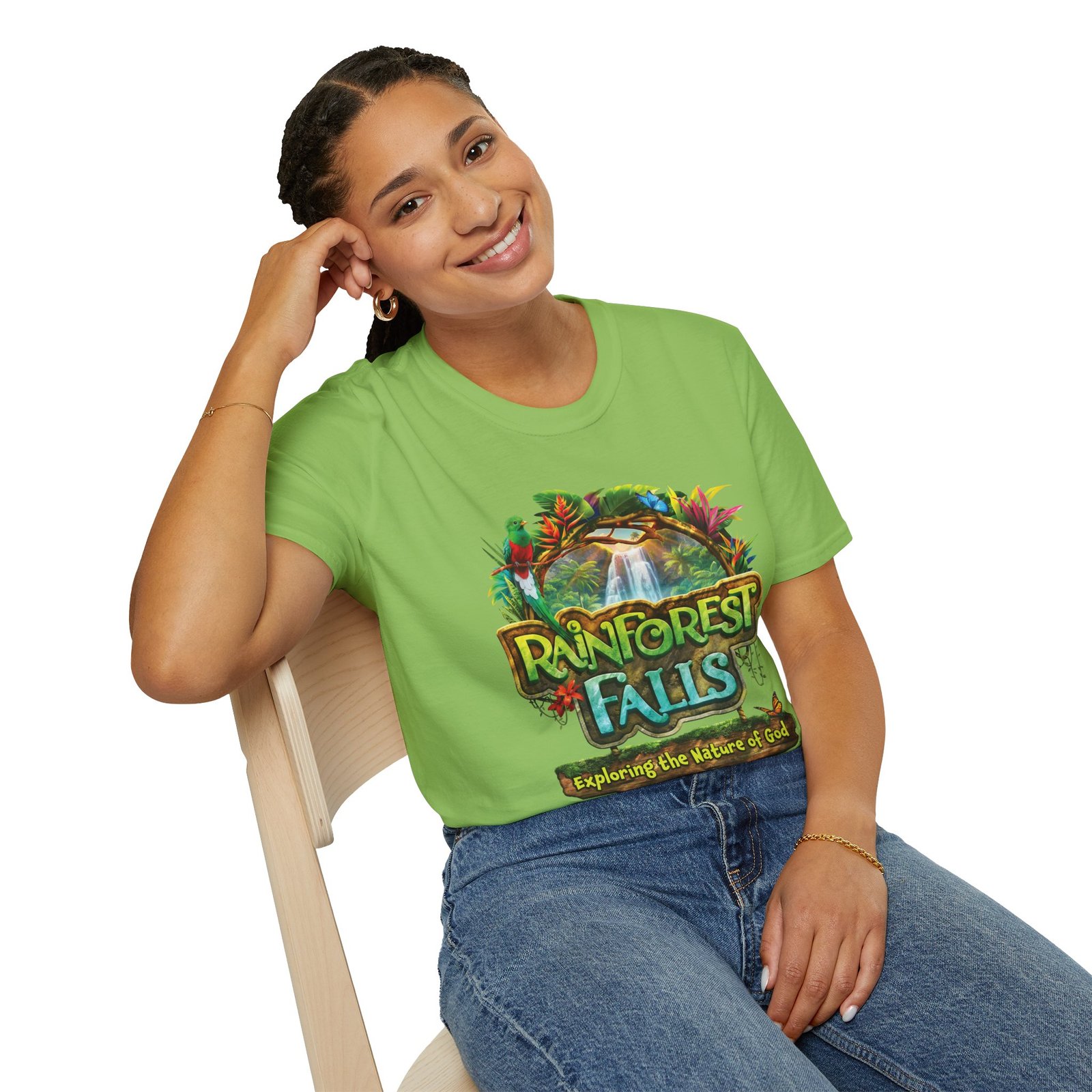 Rainforest Falls Vacation Bible School VBS Bible Camp Adult T-Shirt - Image 7