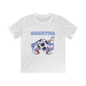 Kids Argentina Soccer Ball Cartoon Dabbing YOUTH Boys & Girls T-Shirt