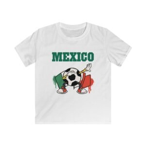 Kids Youth Mexico Soccer T‑Shirt — Dabbing Soccer Ball with Mexican Flag