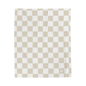 Checkered Beige Pastel White Soft Plush Throw Blanket
