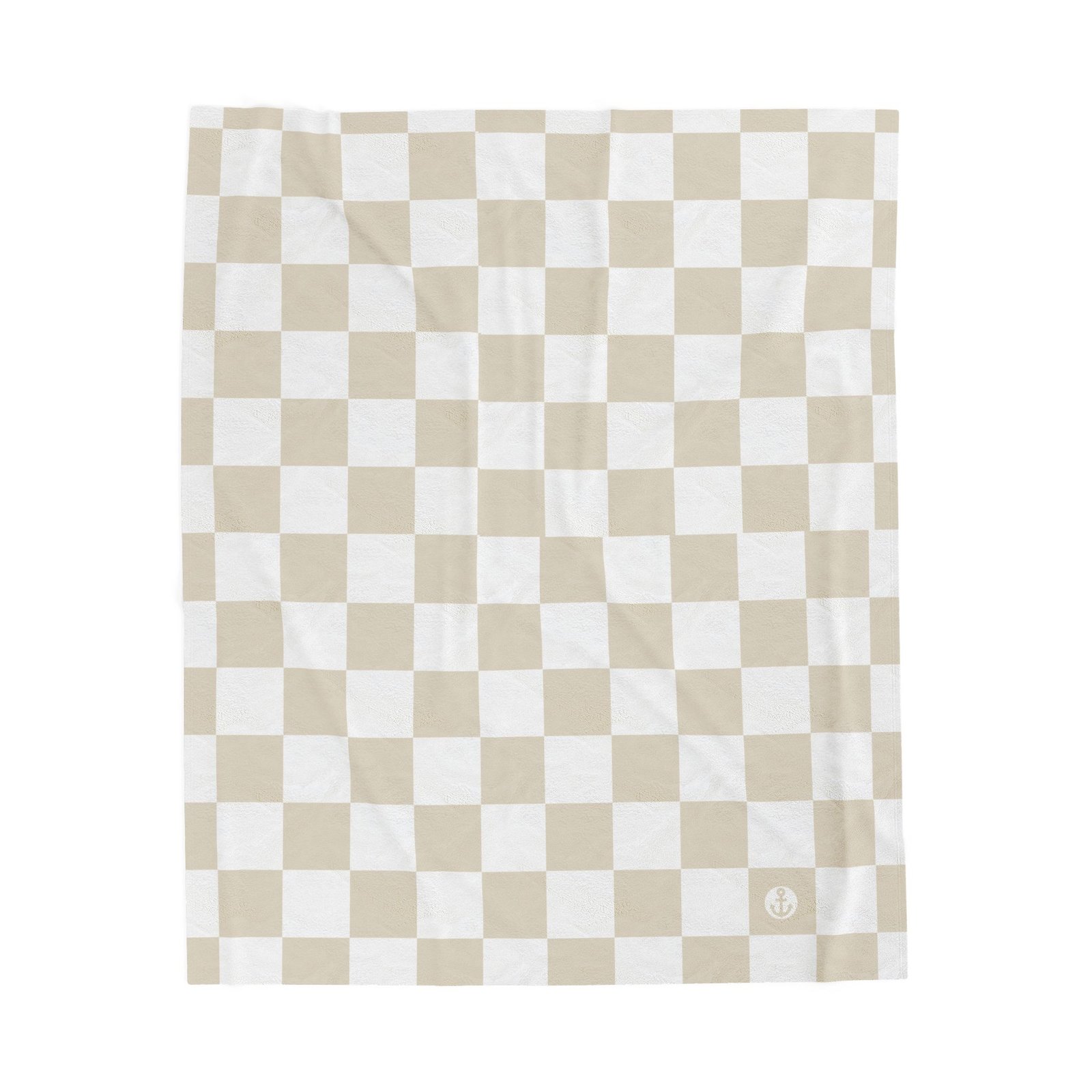 Checkered Beige Pastel White Soft Plush Throw Blanket