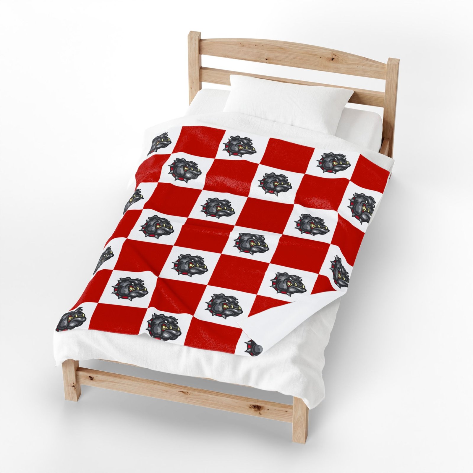 Bulldogs Checkered Red White Soft Plush Throw Blanket - Image 3
