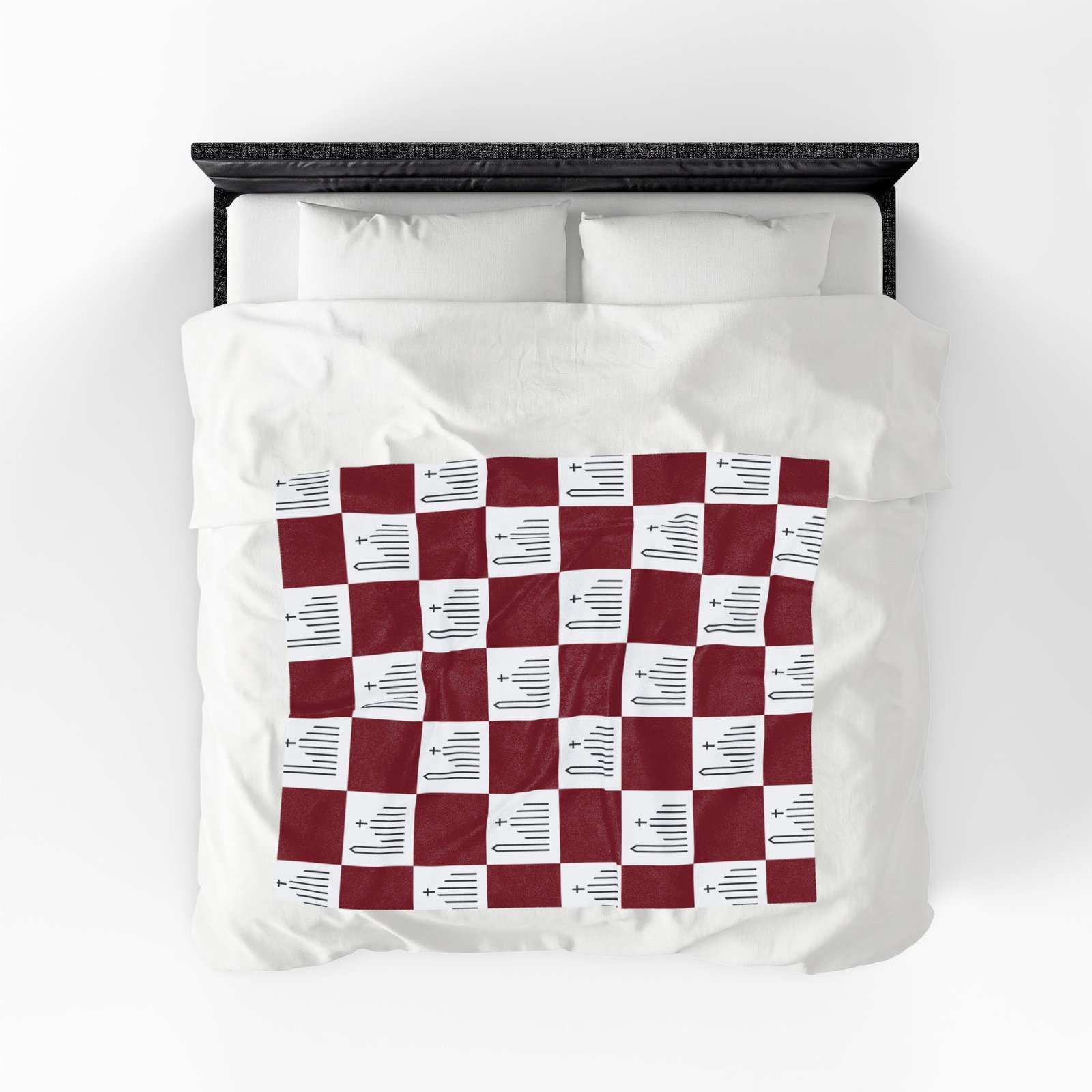 St Irenaeus Catholic Church Cypress Checkered Burgundy White Soft Plush Throw Blanket - Image 4