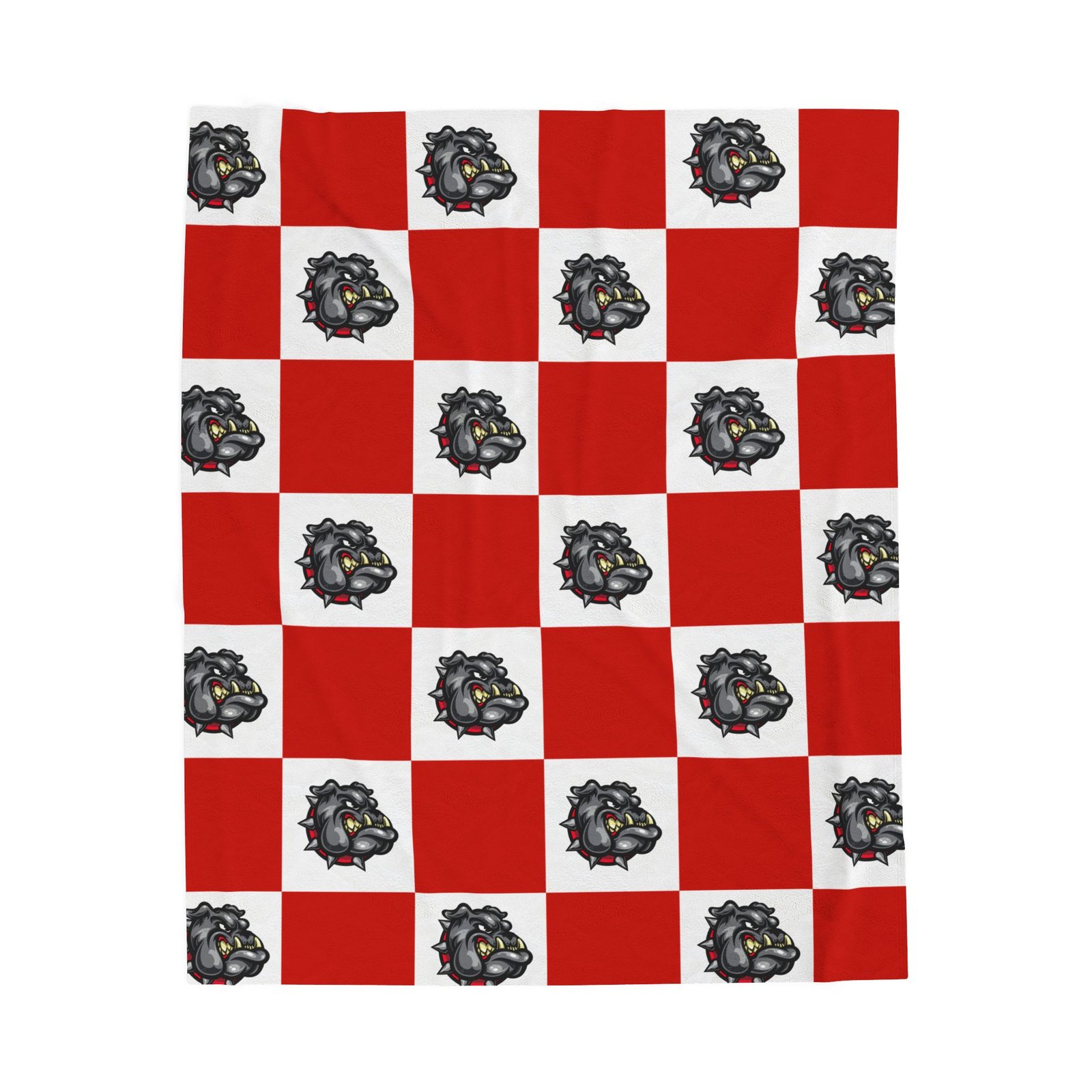Bulldogs Checkered Red White Soft Plush Throw Blanket
