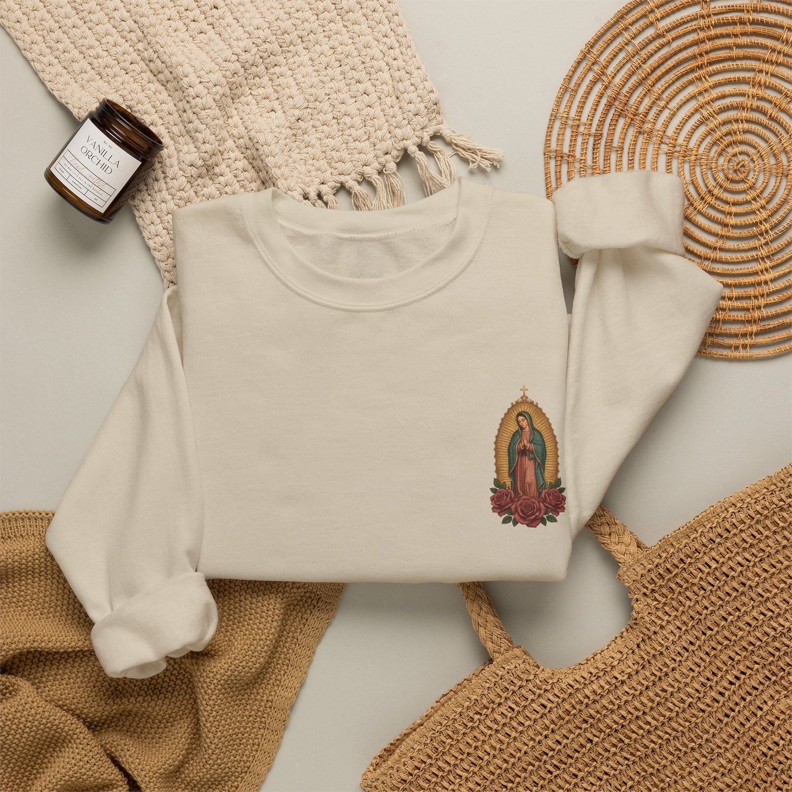 Guadalupe Blush Roses Crewneck Sweatshirt - Image 3
