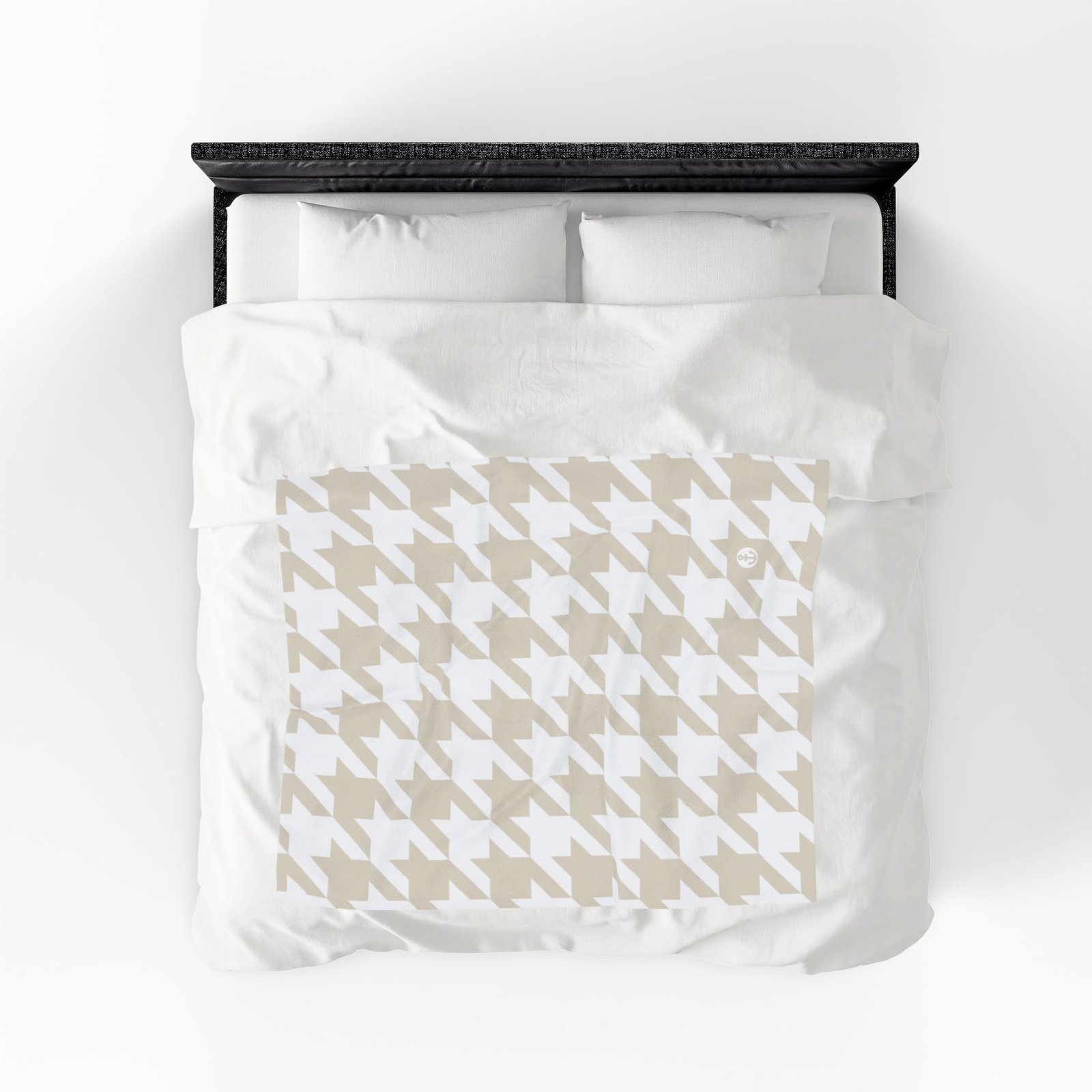 Houndstooth Beige Pastel White Soft Plush Throw Blanket - Image 4