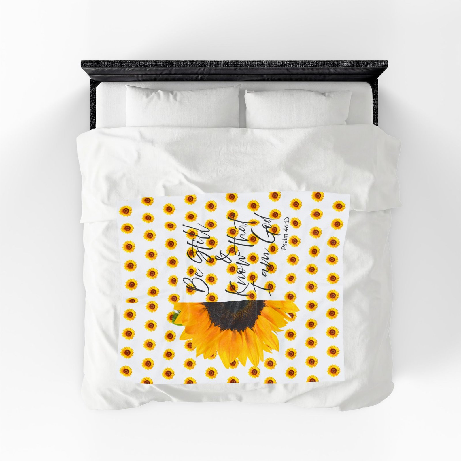 Be Still & Know I am God Psalm 46:10 Sunflower Pattern Plush Throw Blanket - Image 4