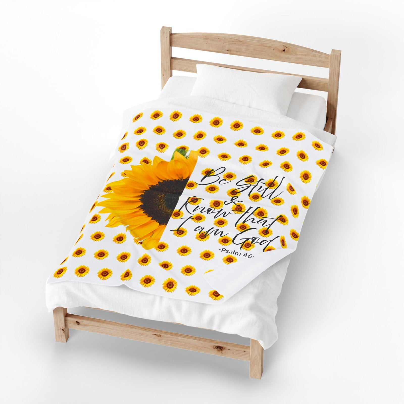 Be Still & Know I am God Psalm 46:10 Sunflower Pattern Plush Throw Blanket - Image 3