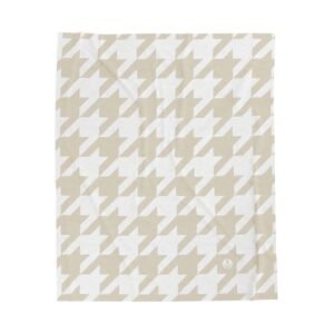 Houndstooth Beige Pastel White Soft Plush Throw Blanket