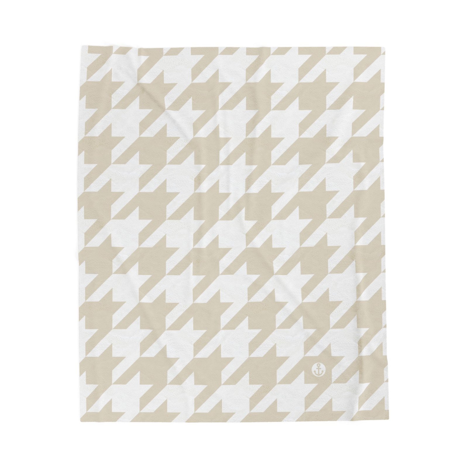 Houndstooth Beige Pastel White Soft Plush Throw Blanket
