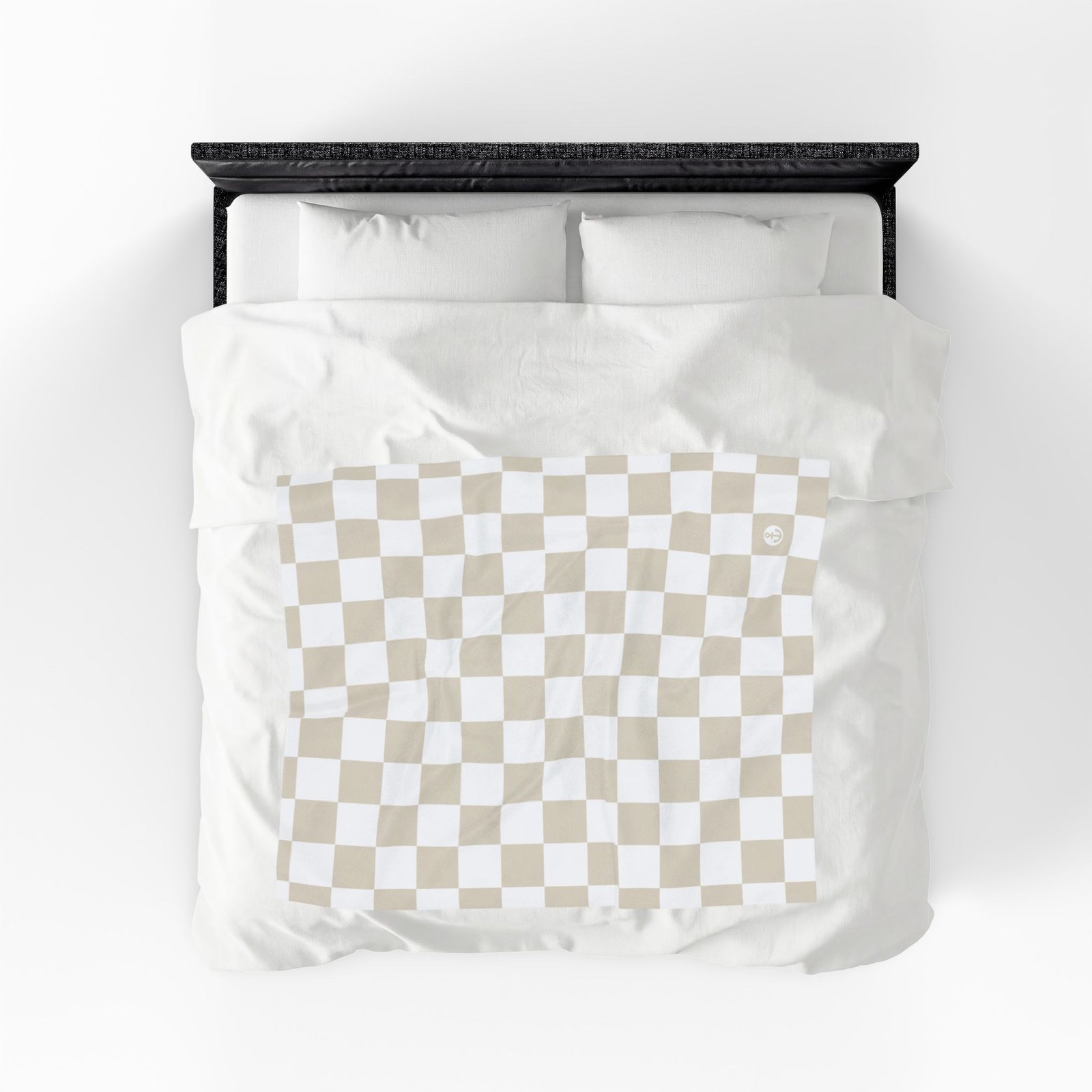 Checkered Beige Pastel White Soft Plush Throw Blanket - Image 4